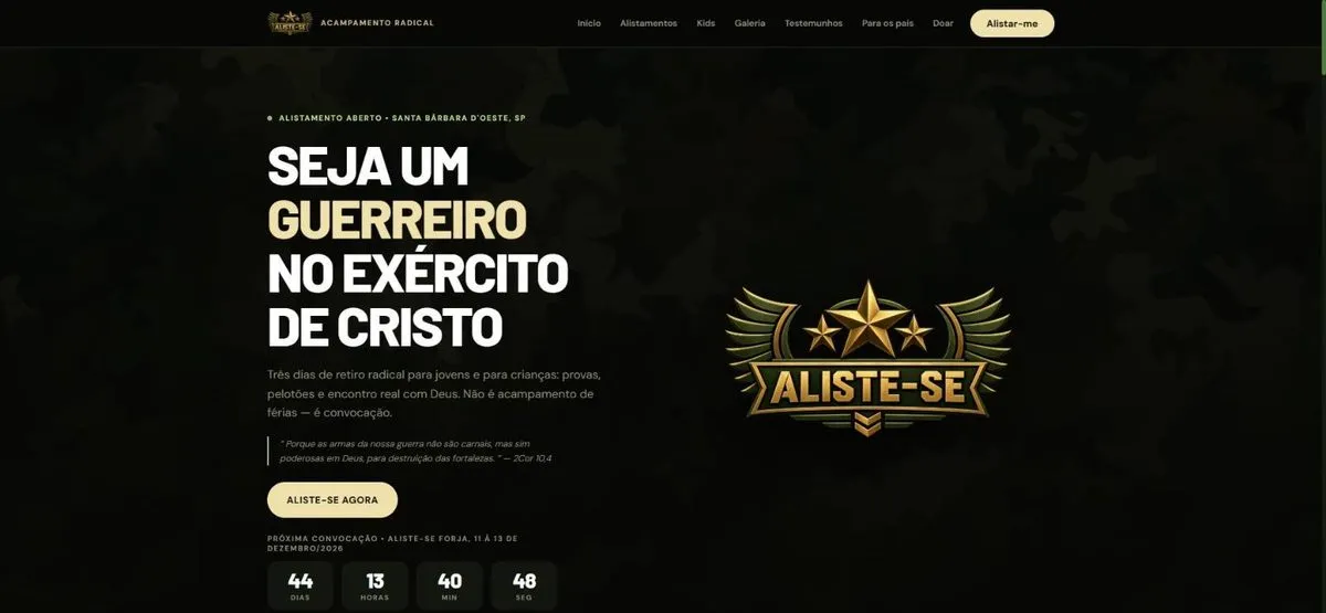 Tela do Aliste-se (Web)