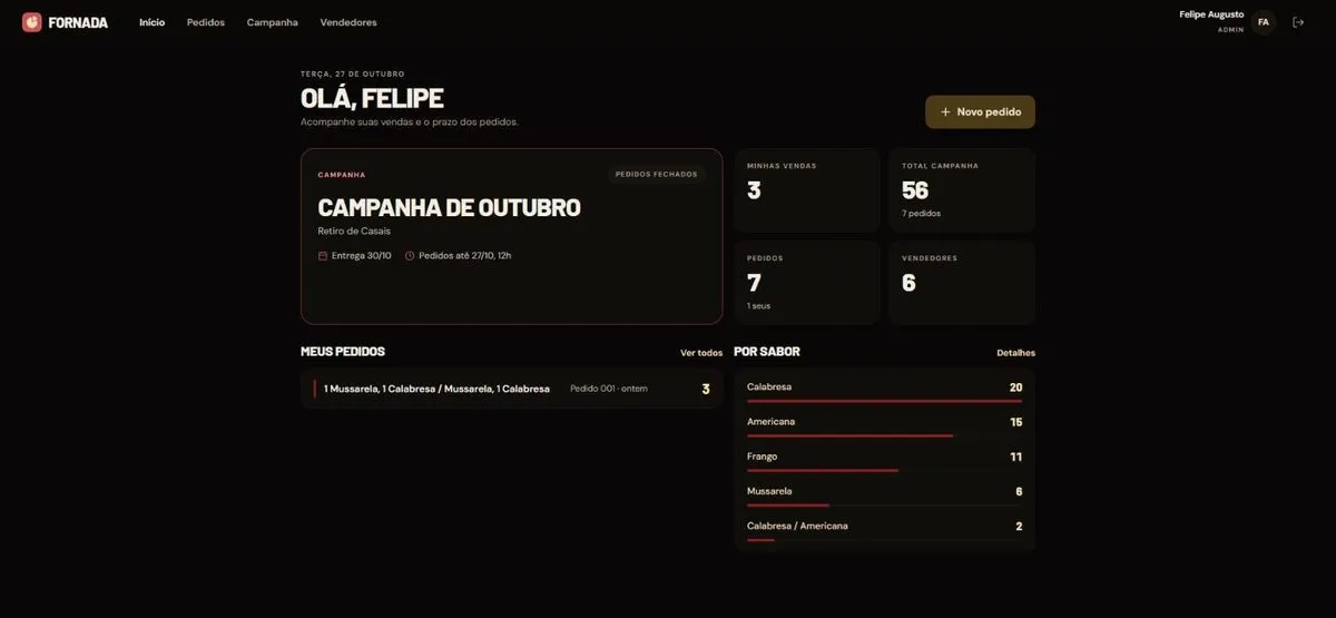 Tela do Fornada (Web)
